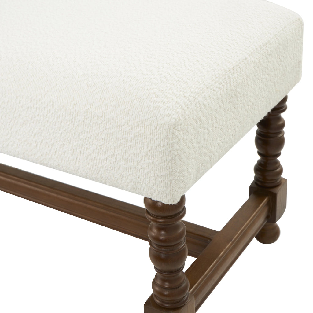 Fabric Bench with Brown Traditional Wood Turned Legs S32227