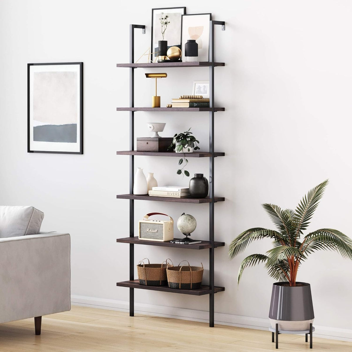 White 3-Shelf Wall Mount Bookshelf with Metal Frame N32509