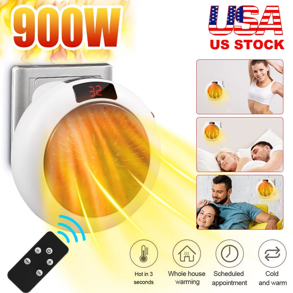 900W Plug in Electric Heater Fan with Remote Timer F12758