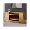 Metallic Gold Freestanding Infrared Electric Fireplace TV Stand N641042