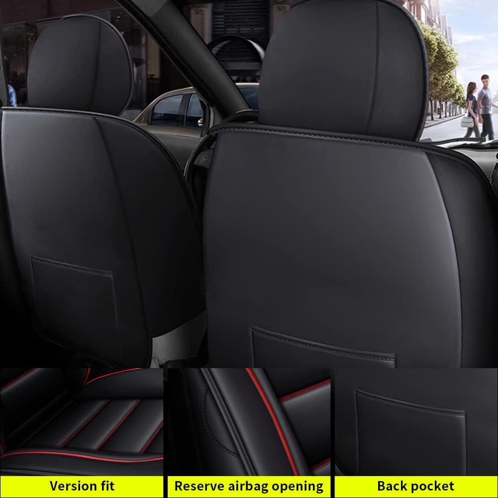 Faux Leather Waterproof Car Seat Covers 5 Seats Set with Airbag Compatible H2536