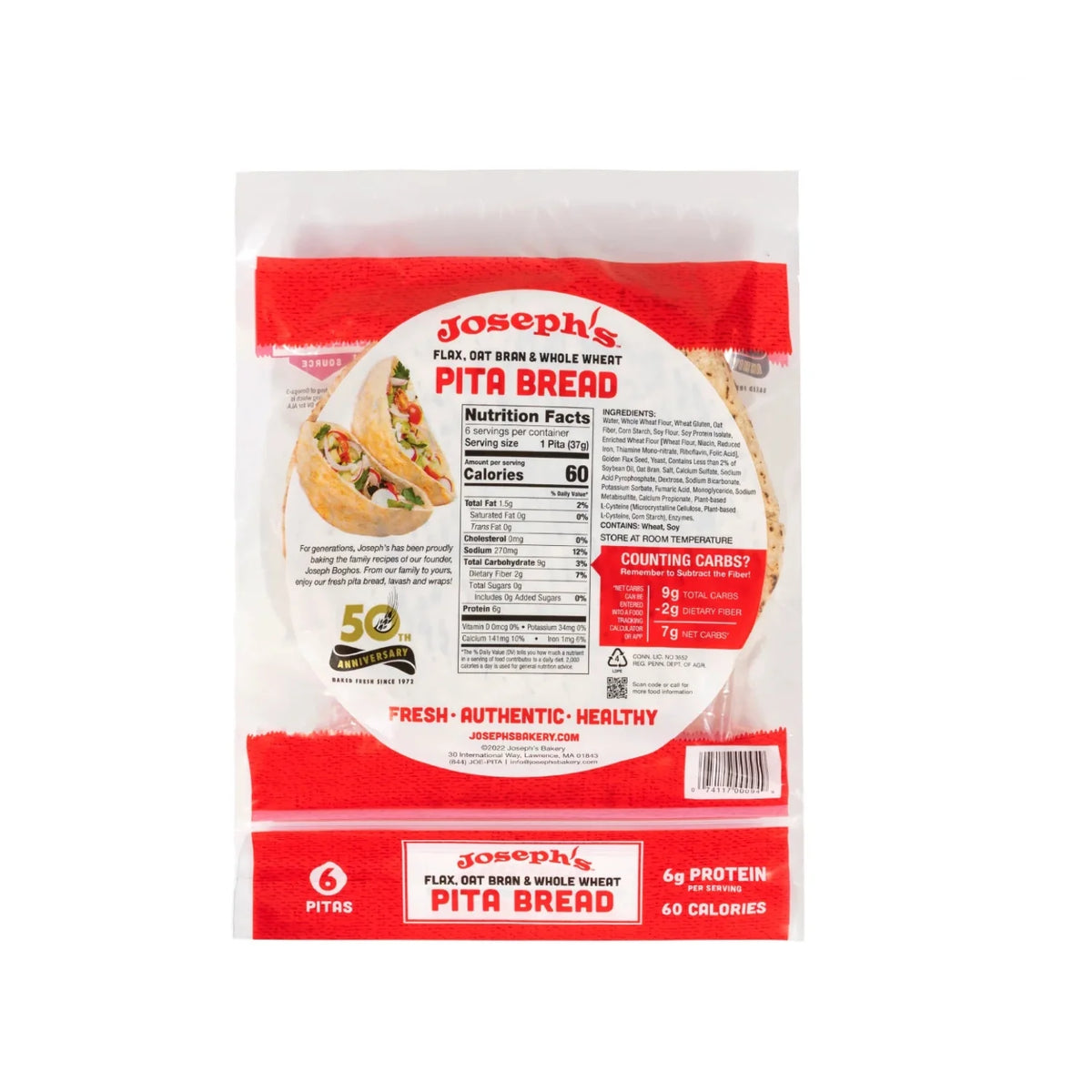 Low Net Carb Flax Pita Bread 6 Pack D4164