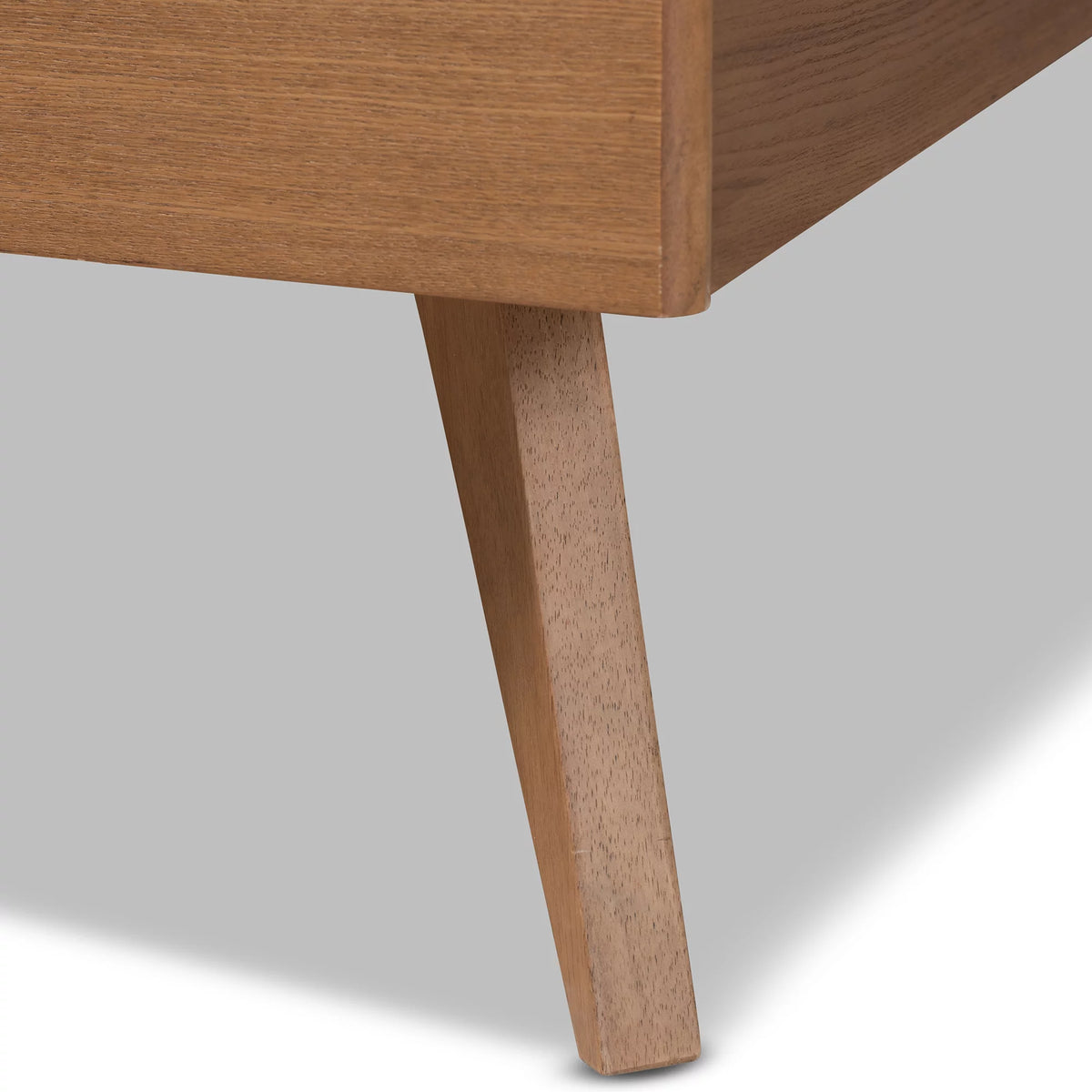 Full Ash Walnut Wood Platform Bed C1129