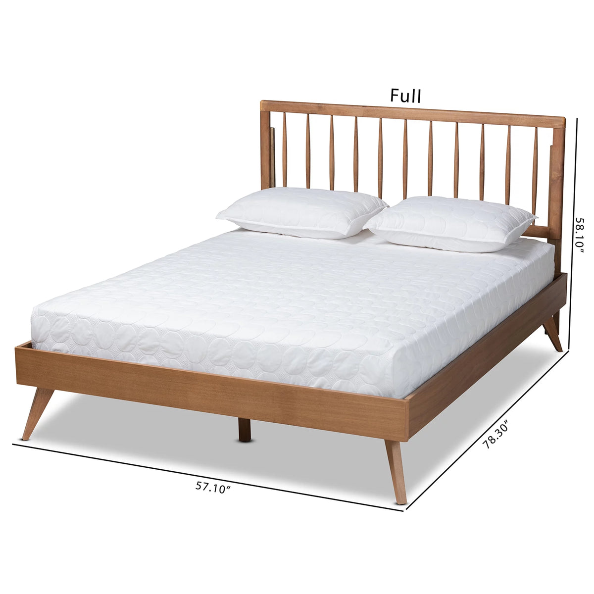 Full Ash Walnut Wood Platform Bed C1129