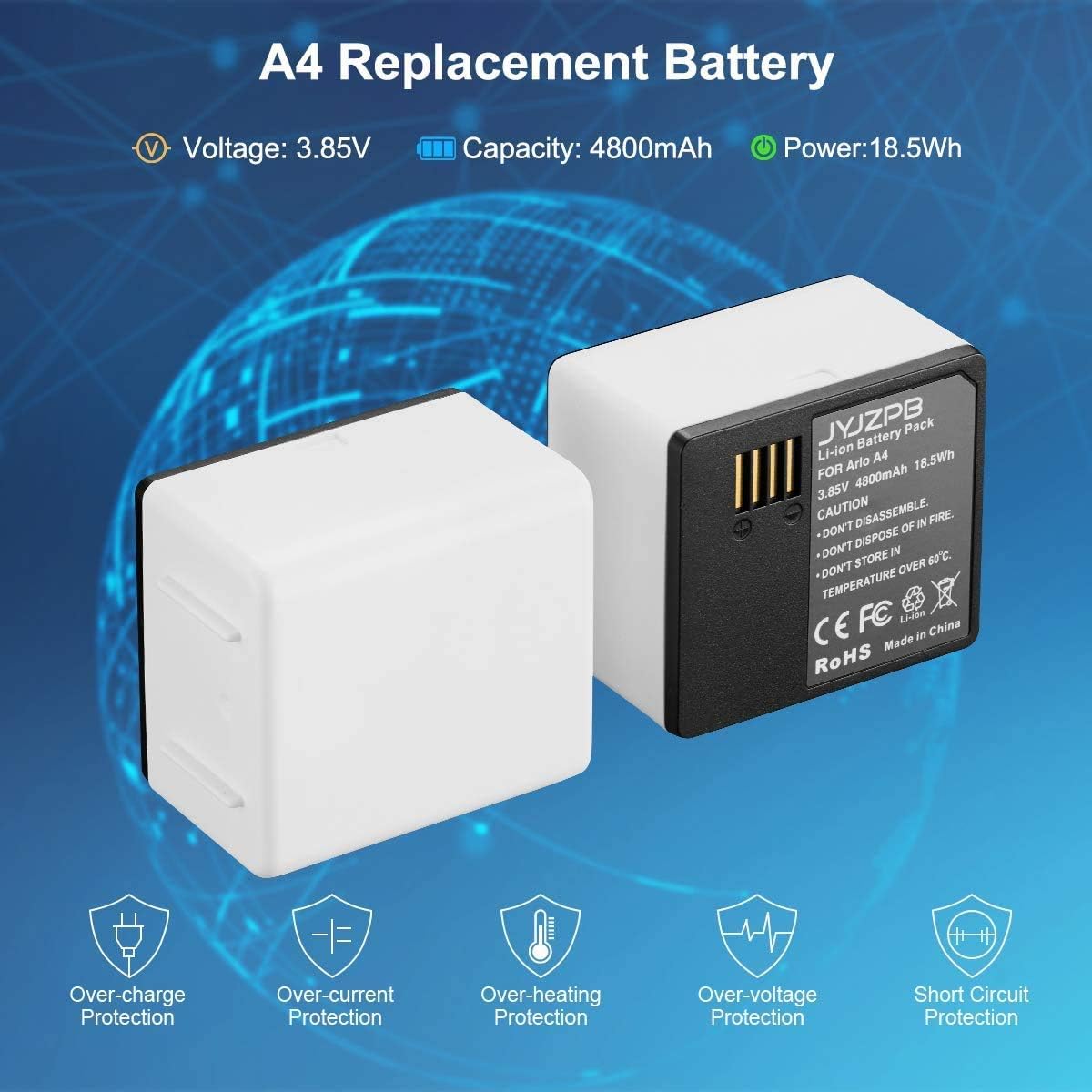 2 Pack 3.85V 4800mAh Replacement Batteries with Dual Battery Charger N9281