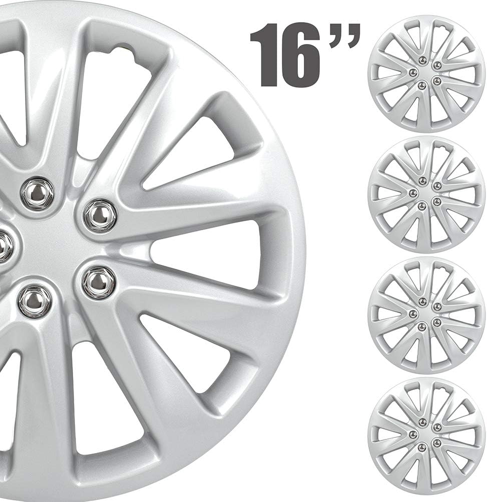 4PC Set 16 inch Silver Hubcap Wheel Cover Snap On Hubcap Y159338
