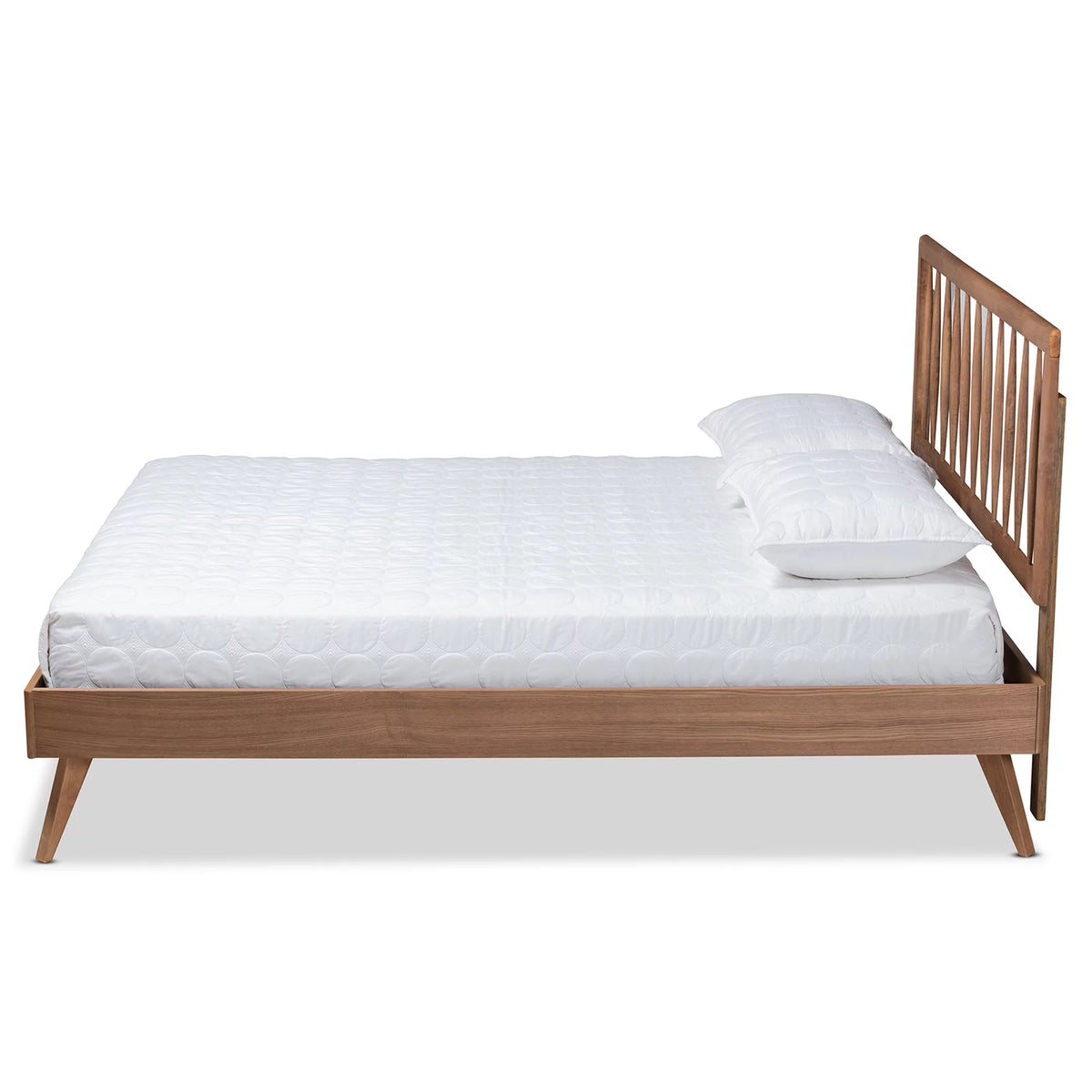 Full Ash Walnut Wood Platform Bed C1129