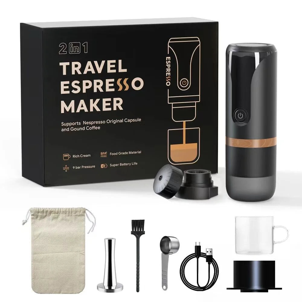 Black Portable Espresso Machine 9 Bar N5012
