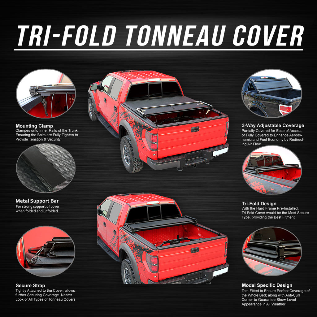 Tri-Fold Soft Top Tonneau Cover for Toyota Tundra 6.5' Bed O4671
