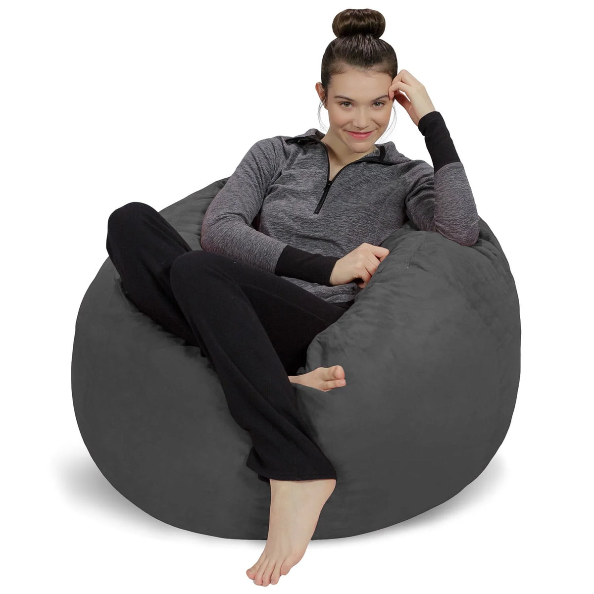 Charcoal 3 ft Memory Foam Bean Bag Chair K359