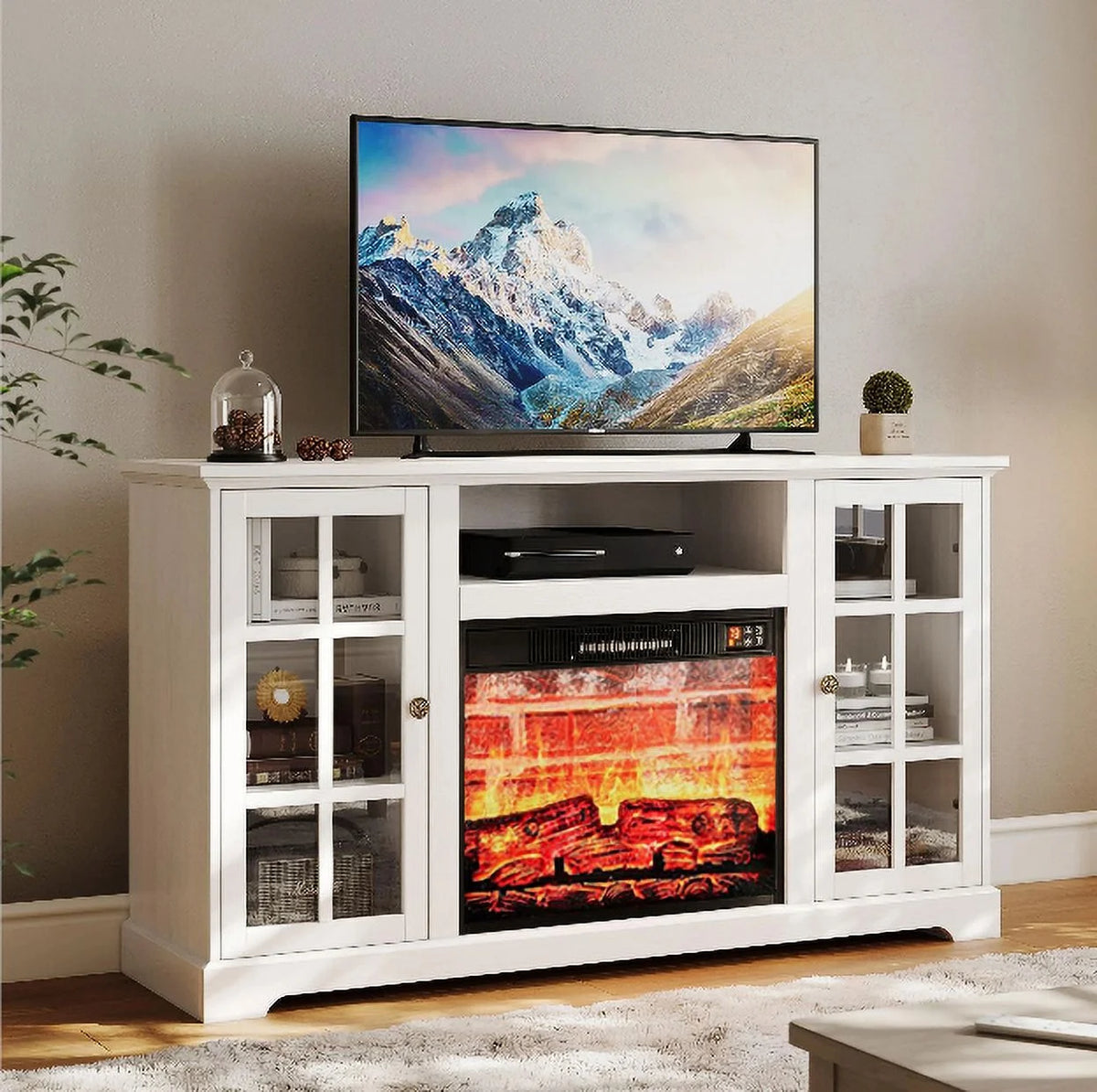 White Fireplace TV Stand T399