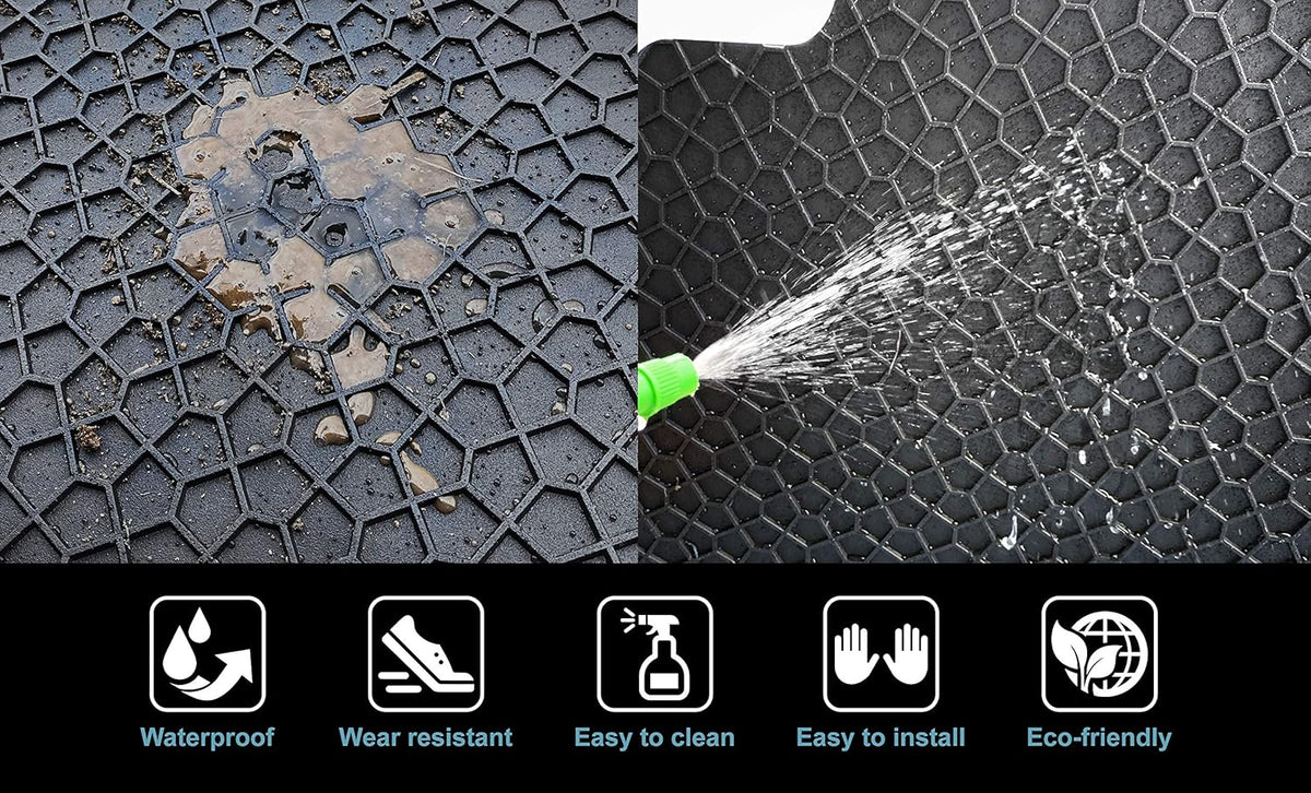 Black Rubber Heavy Duty Cargo Floor Mat Pack of 2 E327