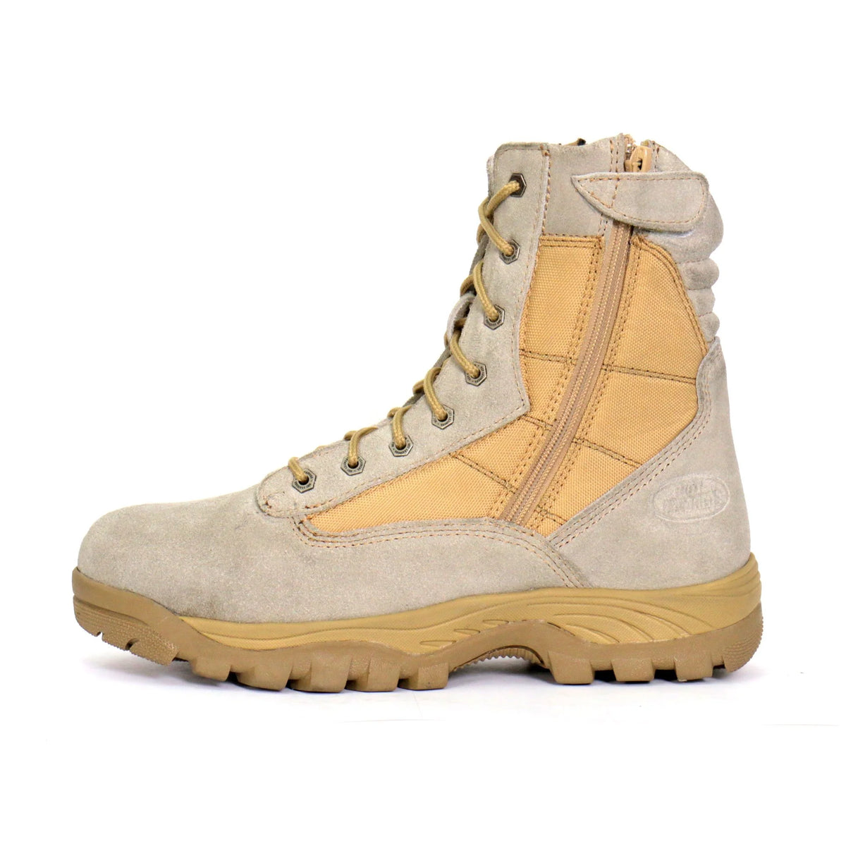 Tan Leather Lace Up Boots with Zippers H128
