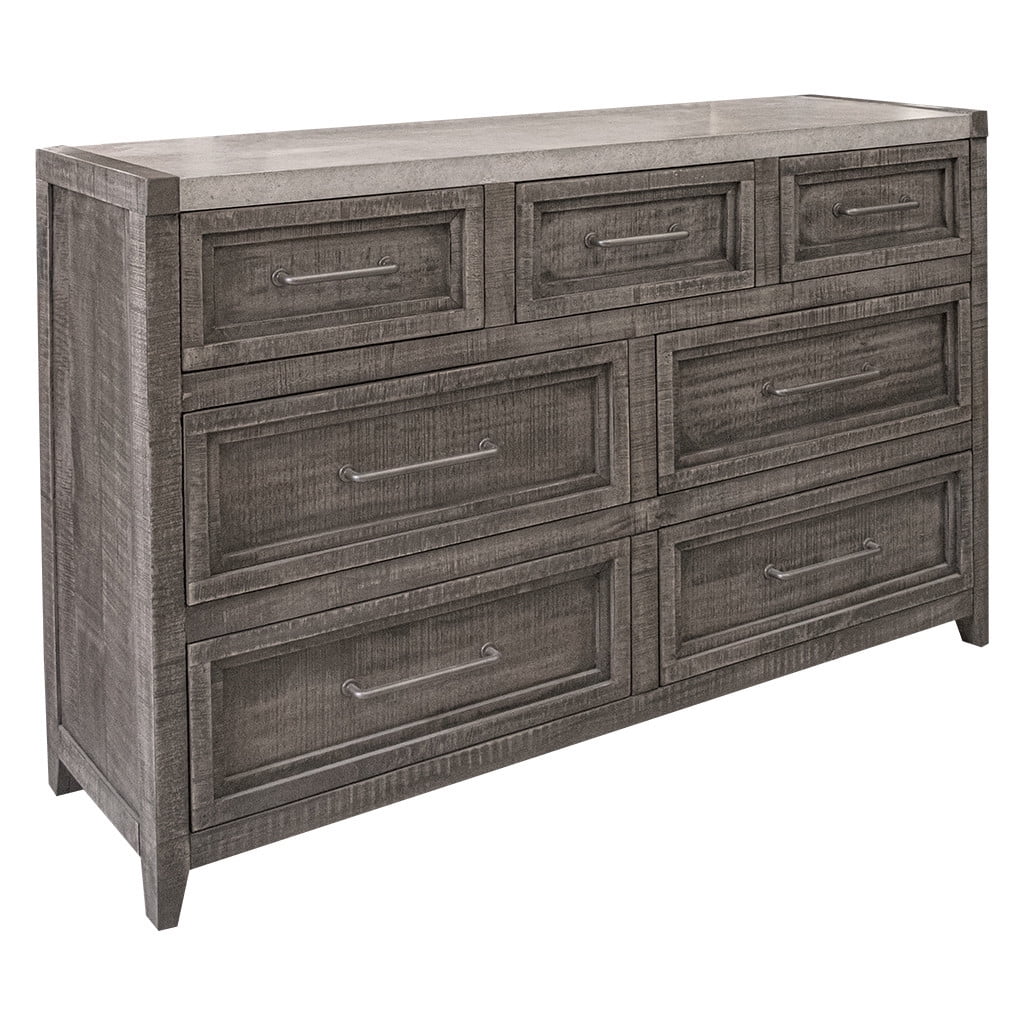 Gray Solid Wood Seven Drawer Triple Dresser L8904