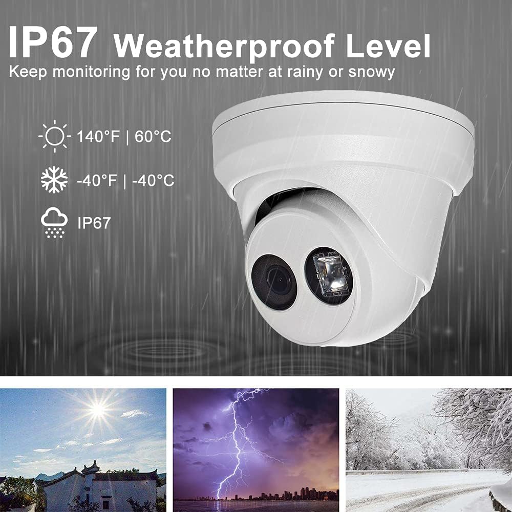 4MP PoE Outdoor Turret IP Camera with 98ft Night Vision, IP67 Waterproof, 256GB Micro SD Storage T9645