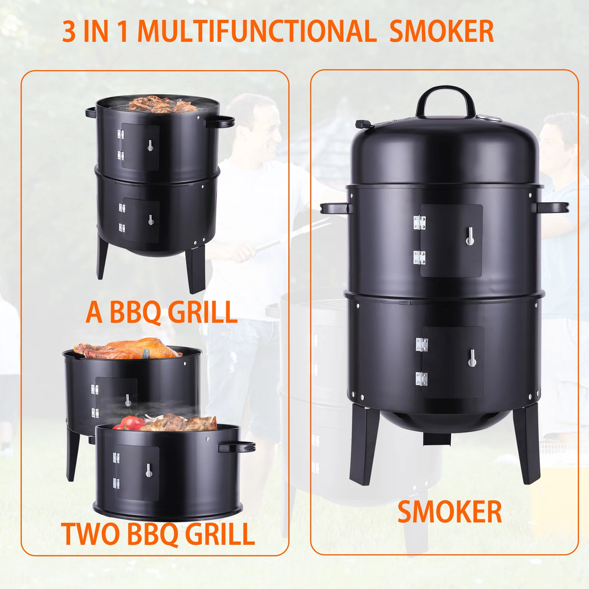 Portable Charcoal Smoker Grill T8439