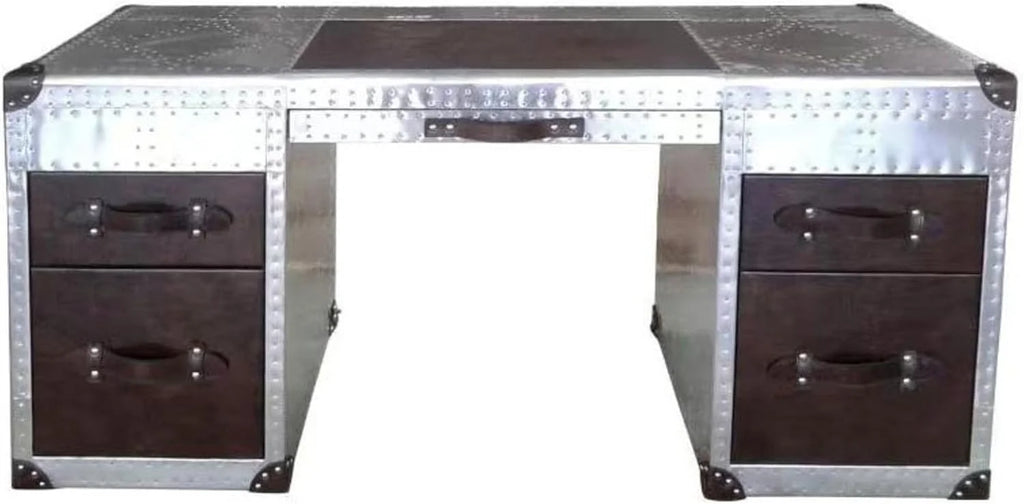 Aluminum Desk with Leather Drawer O2907