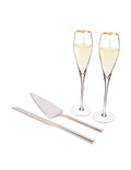 Gold Champagne Flutes and Cake Serving Set Y8858