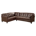 Brown Faux Leather L-Shaped Sectional Sofa S4215