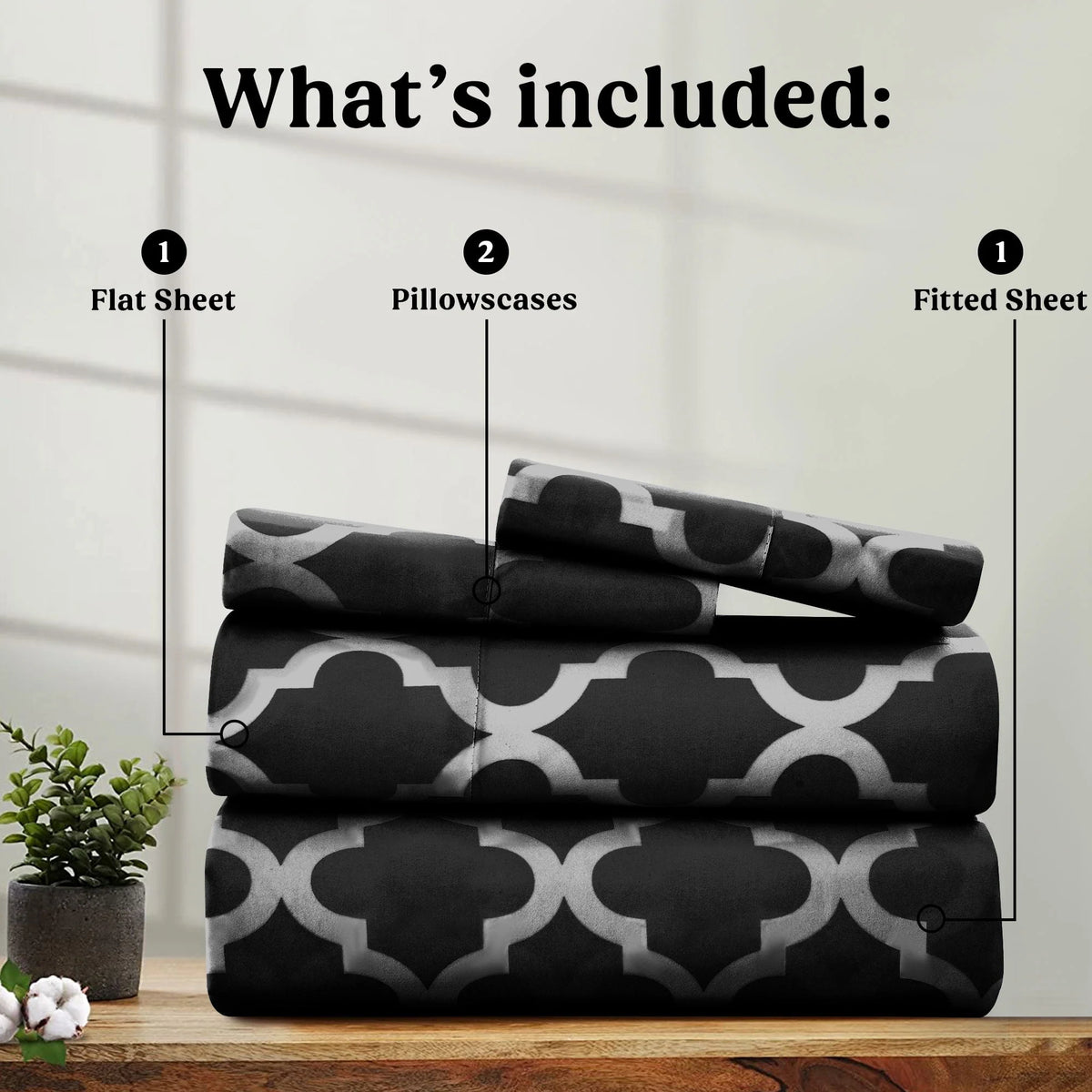 Queen Size 4 Piece Microfiber Deep Pocket Bed Sheets Set N623100