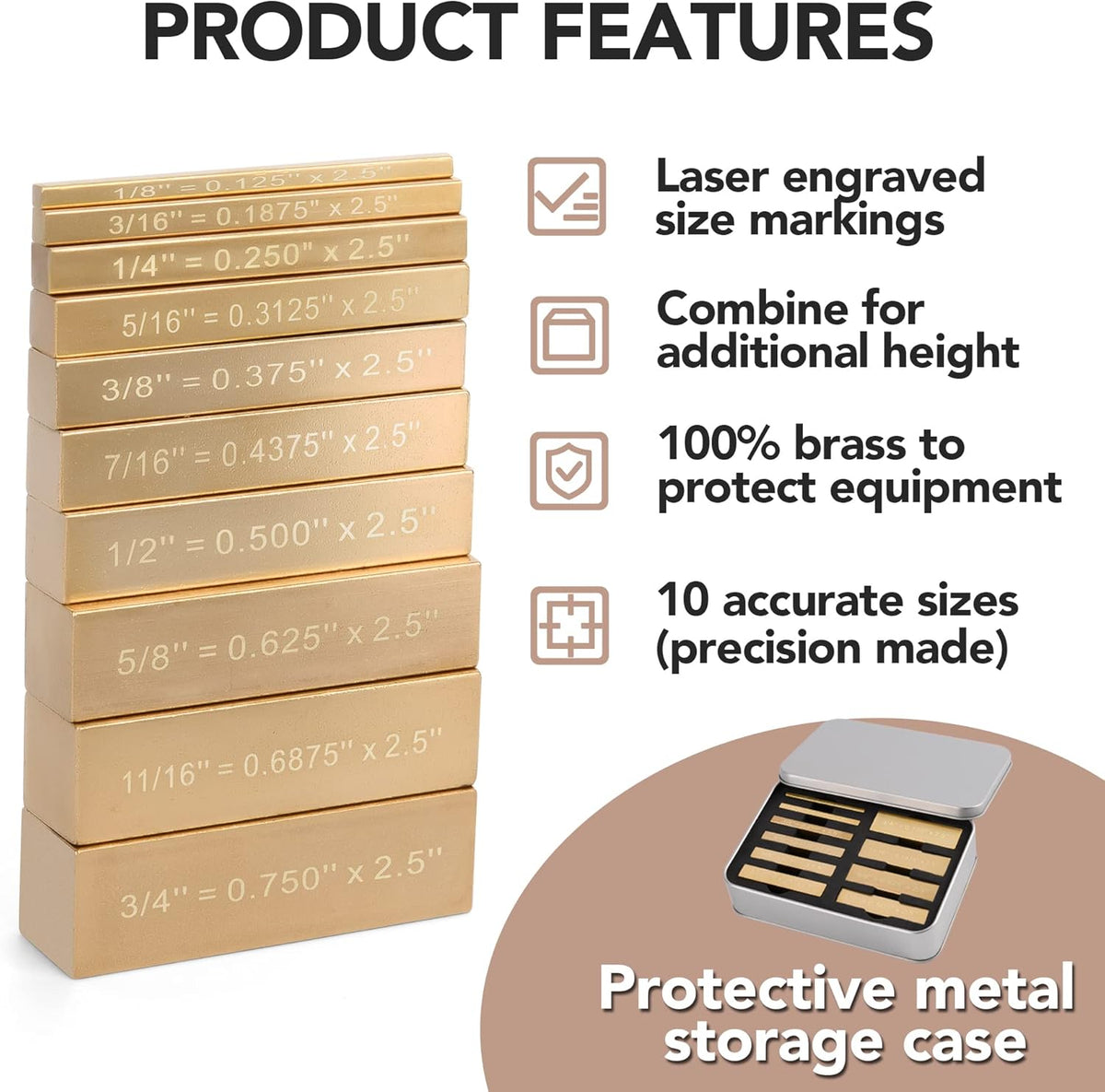 10 Brass Setup Blocks Height Gauge Woodworking Tools B95203