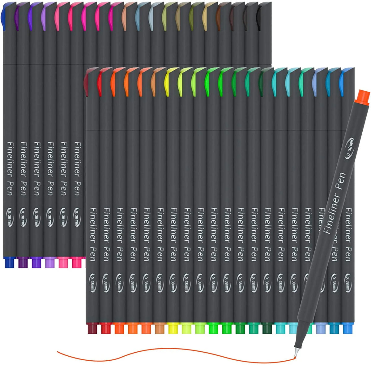 46 Pack Colored Fineliner Pens with 6 Stencils Y613495