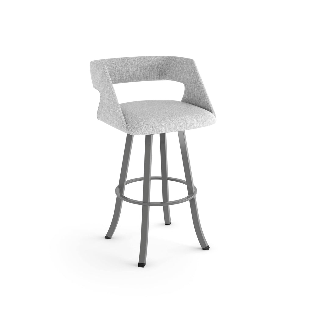Soft Grey White Polyester Swivel Counter and Bar Stool R4568