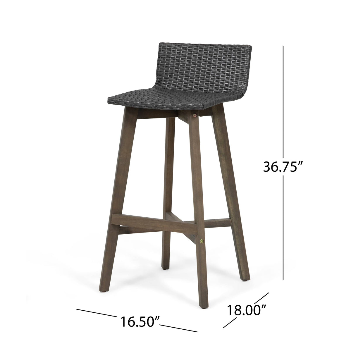 4pk Acacia Wood Wicker Patio Barstools Brown X854