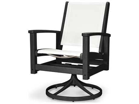 Satin White / White / Navy Blue Sling Swivel Rocker T244553