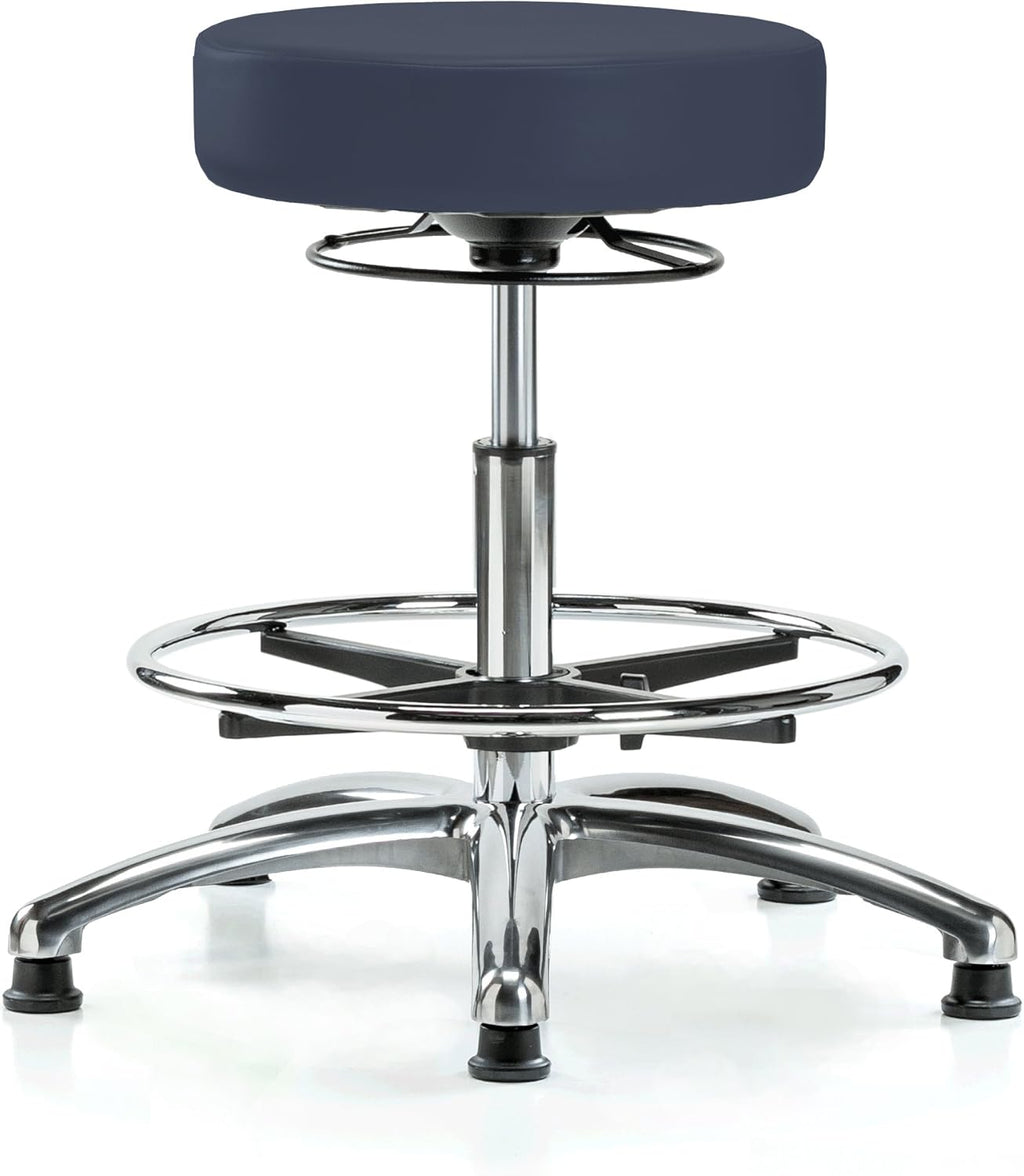 Chrome 360 Degree Adjustable Swivel Stool Imperial Blue Vinyl W720