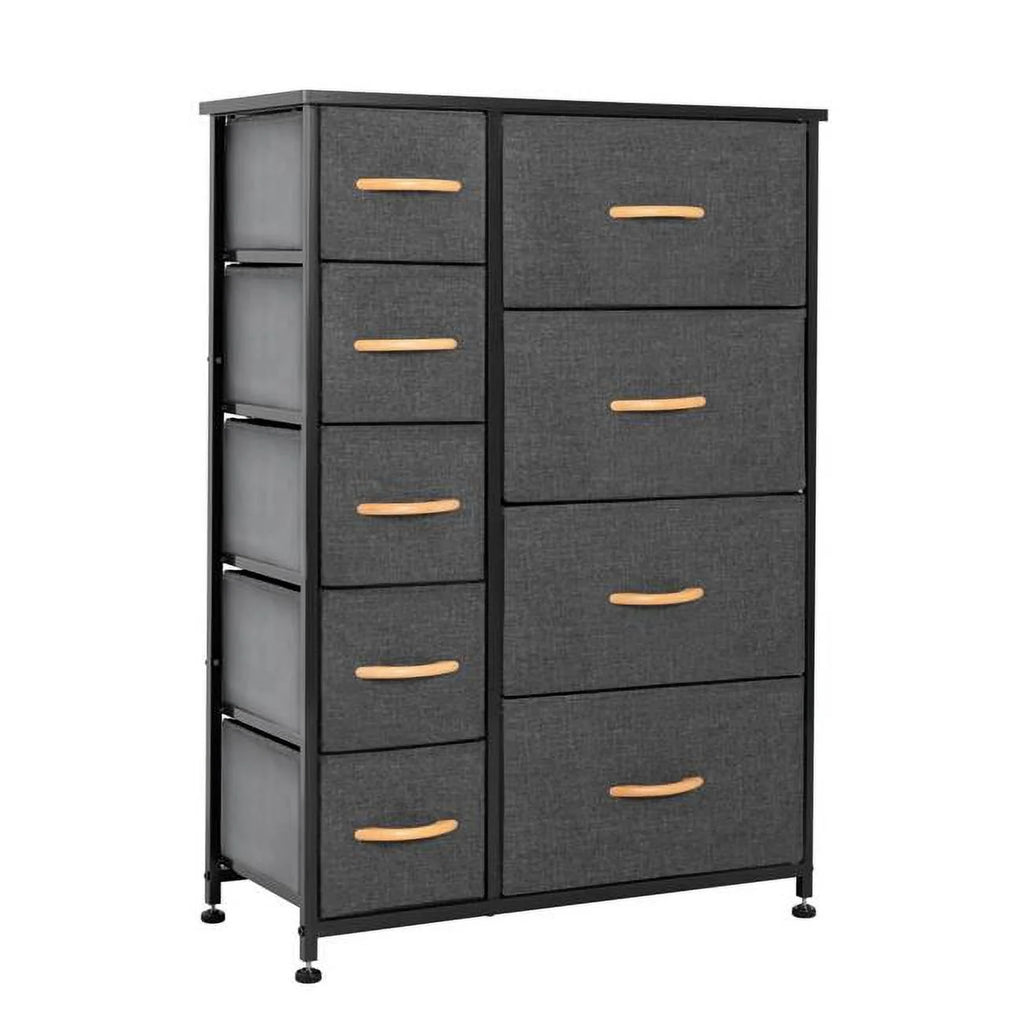 Gray Black Steel Fabric 9 Drawer Dresser T171184