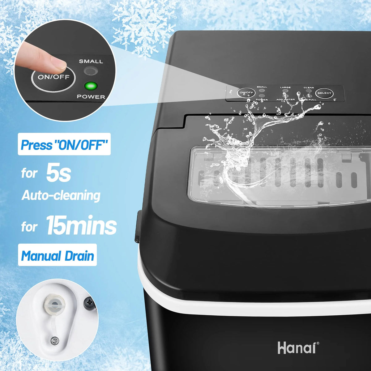 Black Portable Compact Countertop Ice Maker K731822