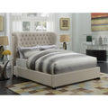 Beige Upholstered Platform Bed S82255