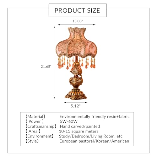 Antique Victorian Floral Table Lamp Fabric Lampshade Resin Base V665473