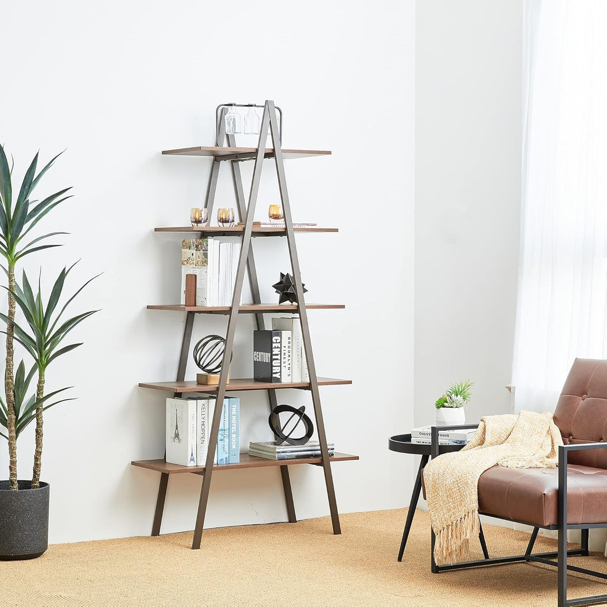 Black 3 Tier Metal Frame Wood Bookshelf H99399