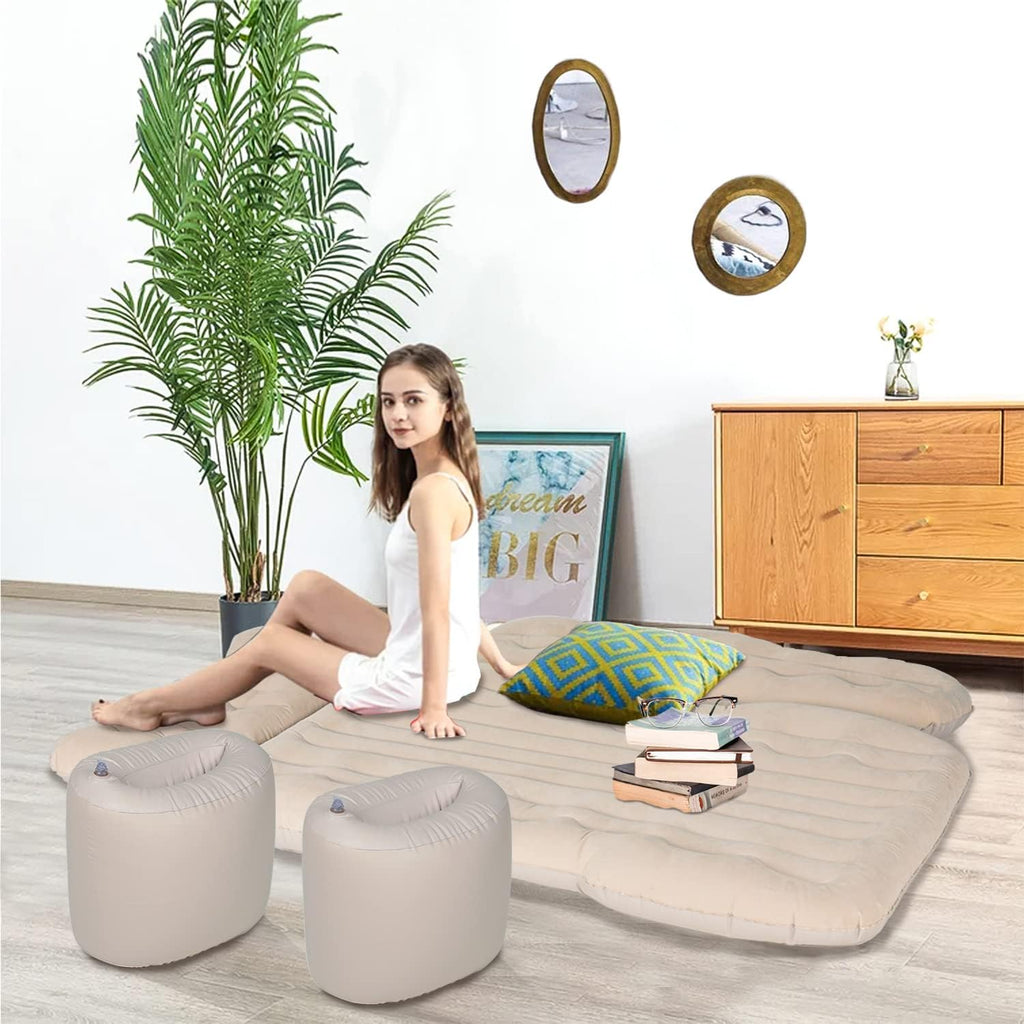 Beige Inflatable Car Air Mattress with Air Pump H404
