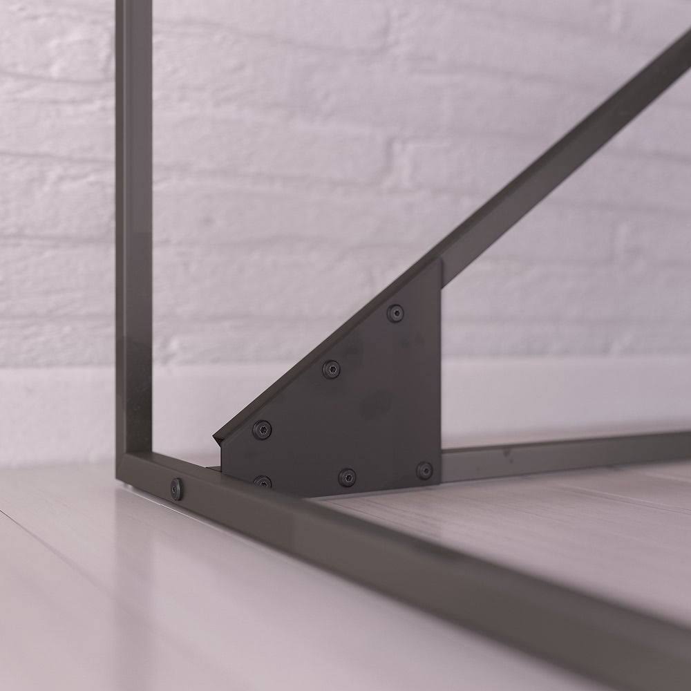 White L Shaped Industrial Desk with File Cabinets F932