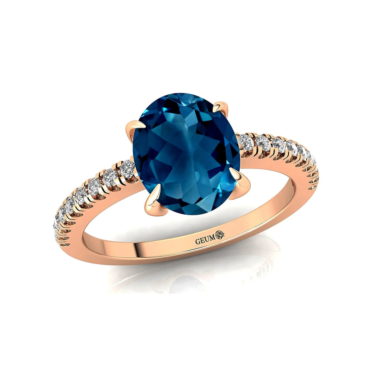 Solid Gold Halo London Blue Topaz Diamond Ring E238