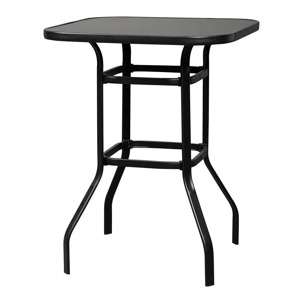 31"x 31" x 40" Black Wrought Iron Glass Bar Table M123039
