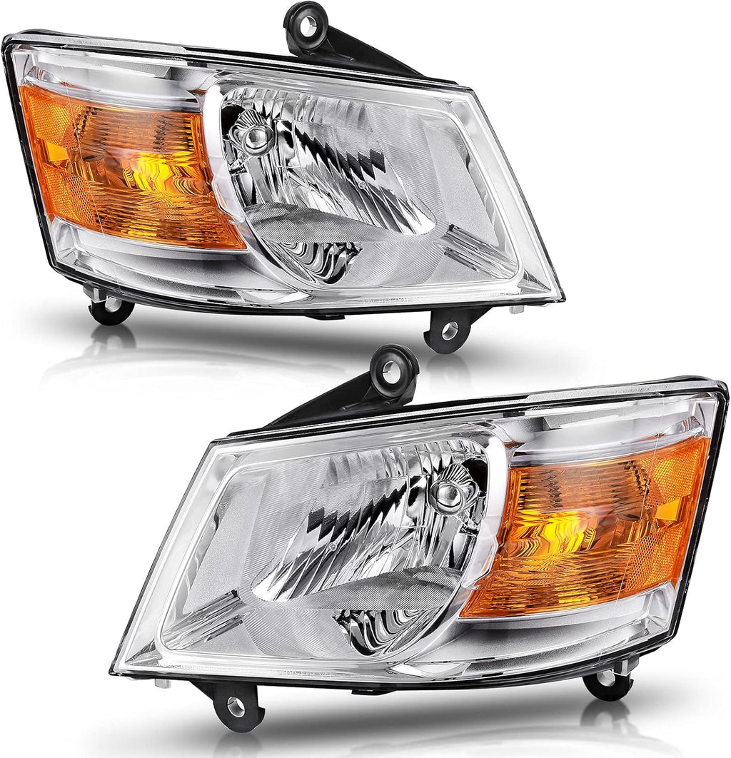 Chrome Housing Amber Reflector Clear Lens Headlight Assembly T76831