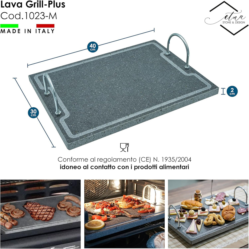 Lava Stone Grilling Plate with Handles K6428