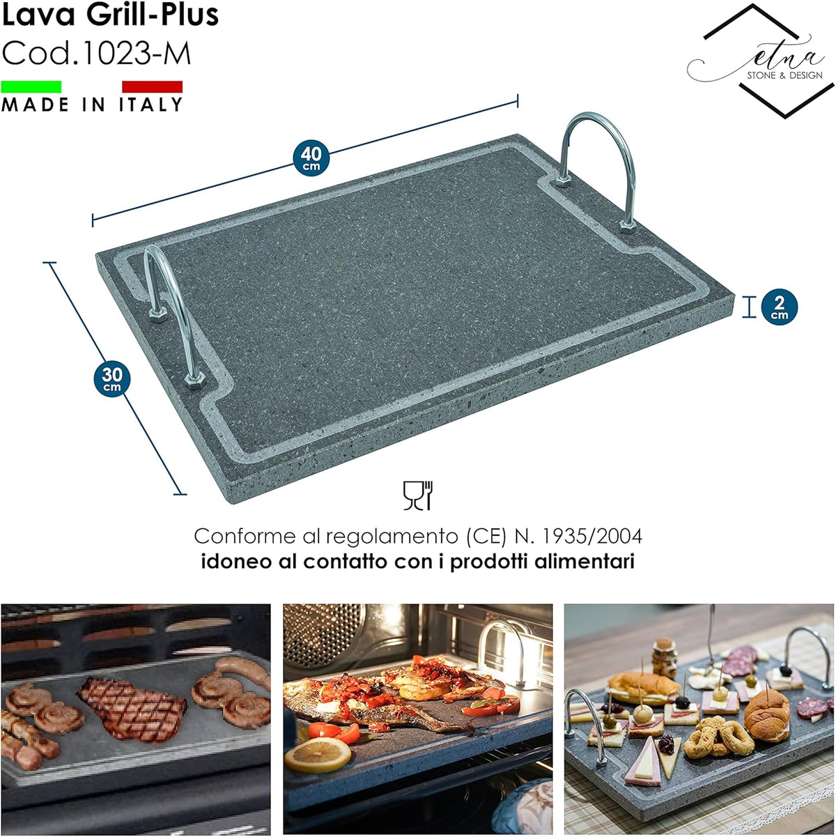 Lava Stone Grilling Plate with Handles K6428