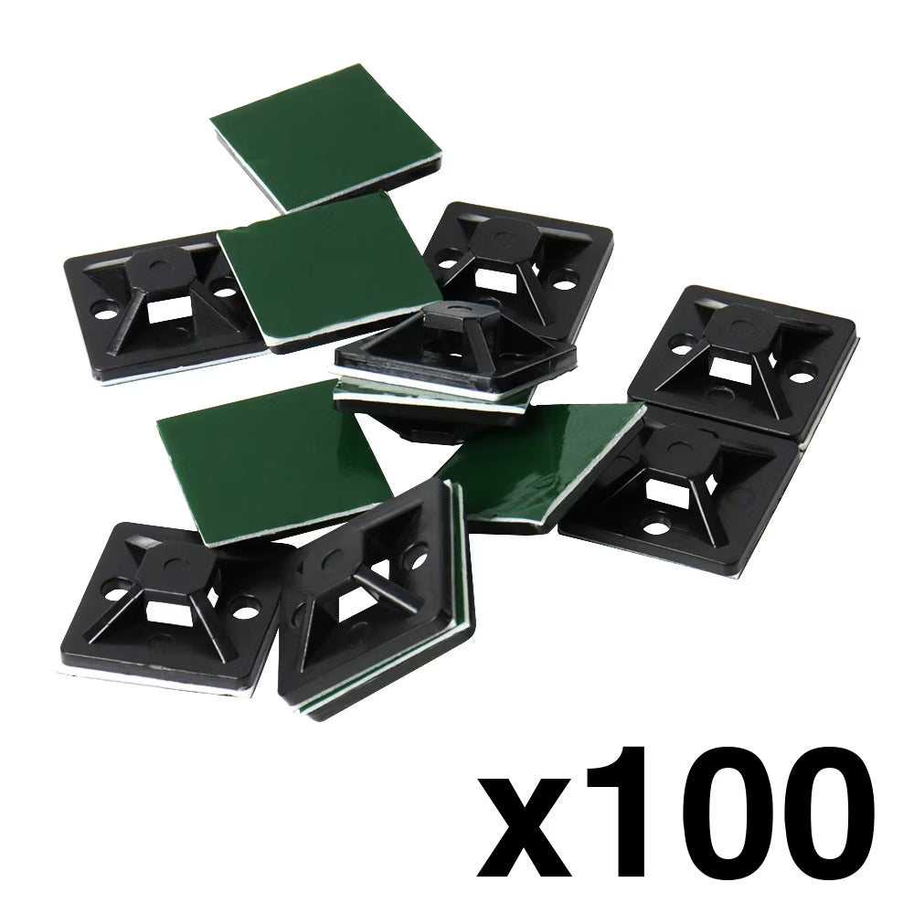 Black Mounting Base for Cable Runs, 100 Pack K75825