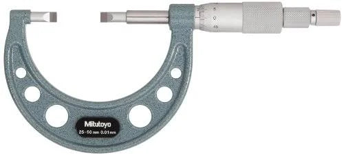 Blade Micrometer, Ratchet Stop, 25-50mm Range, 0.01mm Graduation, Carbide Tip W875892