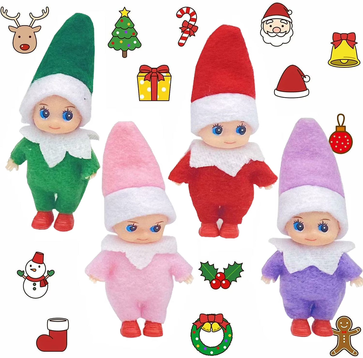 Naughty Elf Felt Doll 4 PCS Toddler Elf Kids Toys B635709