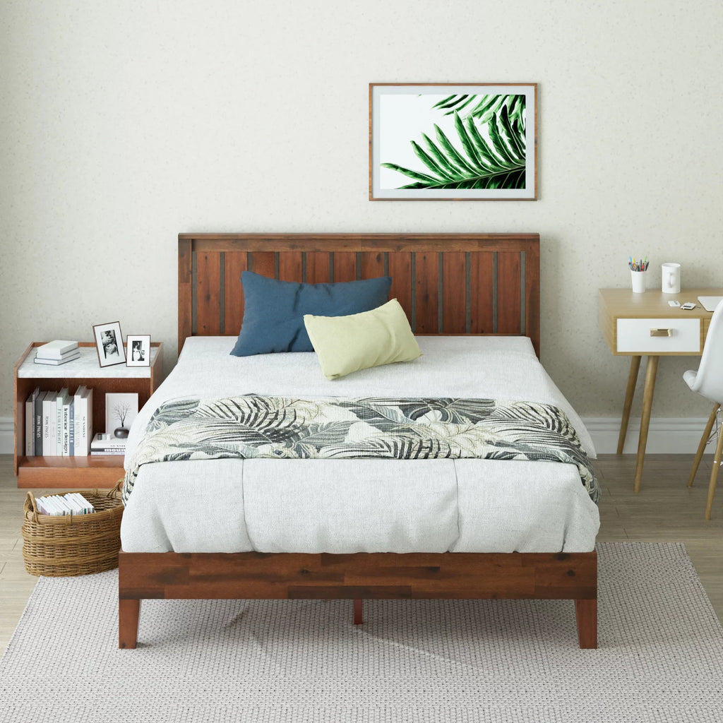 Queen Wood Platform Bed Frame with Headboard S2744