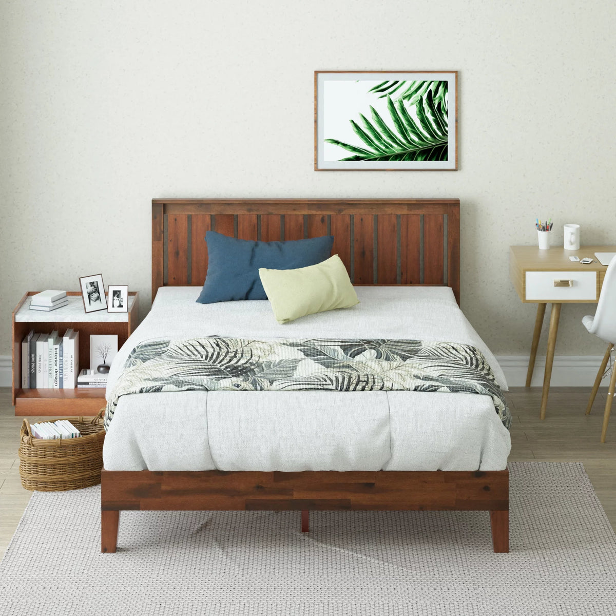 Queen Wood Platform Bed Frame with Headboard S2744