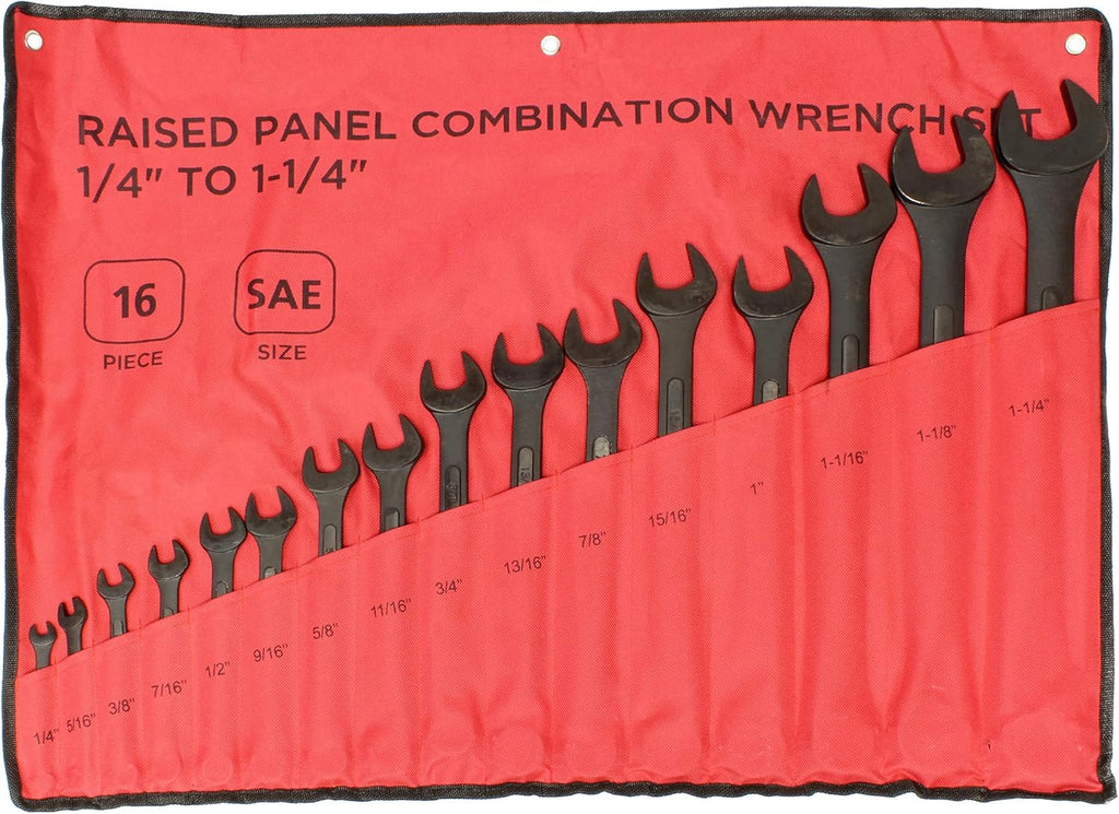 16 Pc SAE Combination Wrench Set with Roll Up Pouch D75614