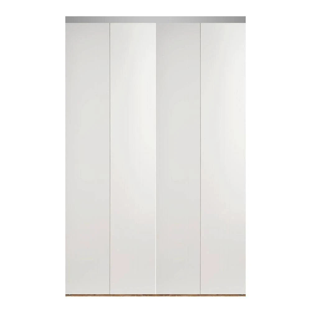 78 in. x 84 in. Smooth Flush Primed Interior Solid Core MDF Bi-Fold Door with Chrome Trim C256952
